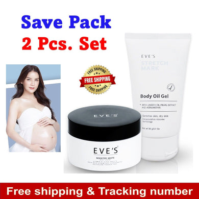 EVE'S Booster Body Cream Stretch Mark 100ml +Body Oil Gel Reduce Scars 90g