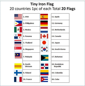 Tiny Iron Flag 20 countries 1pc of each Total 20 Flags