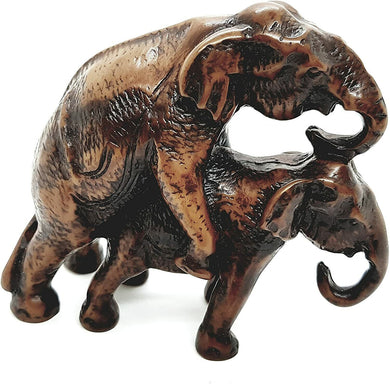Resin 2 Elephant Sculpture Carved Figurine Antique Decor Collectibles Hand Craft