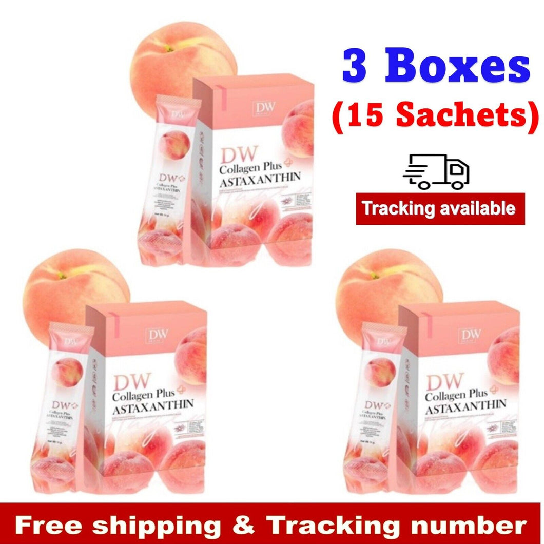 3x Dw Collagen Plus Astaxanthin Peach Flavor Beautiful Skin Clear Smooth Healthy