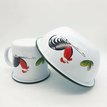 Load image into Gallery viewer, Rare Chicken Enamelware Enamel Mug Cup Bowl Camping Animal Pet Two Pieces Set
