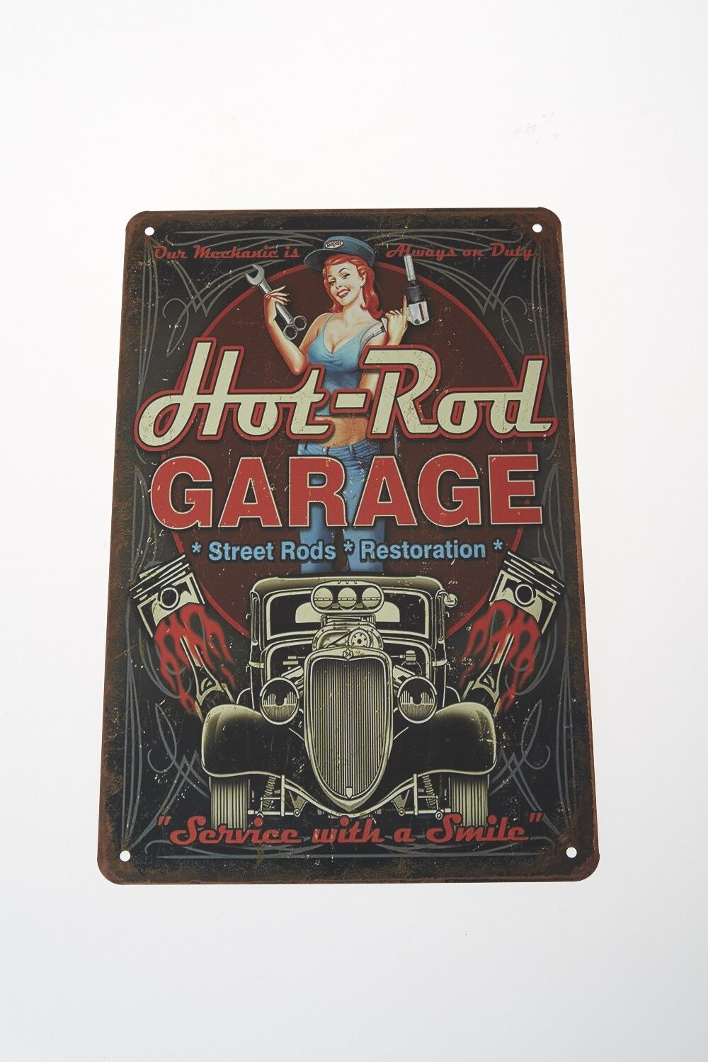 Hot Rod Garage Vintage Metal Plate Retro Wall Poster Street Rods Plaque Decor