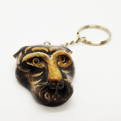 TIGER v4 Key ring true Buffalo's Horn Carve Figurine Keychain Talisman chic art