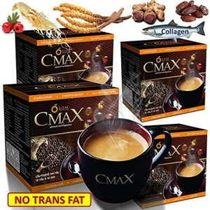 3 Box CMAX Instant Coffee Herbal Cordyceps Ginseng Sugar free Dietary Supplement