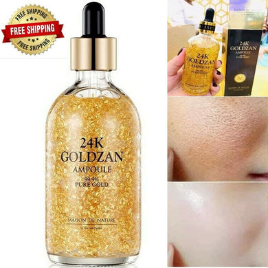 24K GOLDZAN AMPOULE 99.9% Pure Gold Serum Firmer Tighten Pores Reduce Freckles