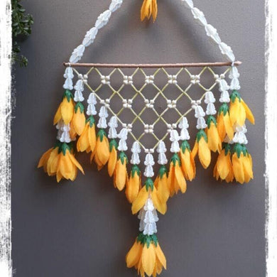 Thai Ancient Style Handmade Hanging Flowers Yellow Elephant Face Mesh Home Decor