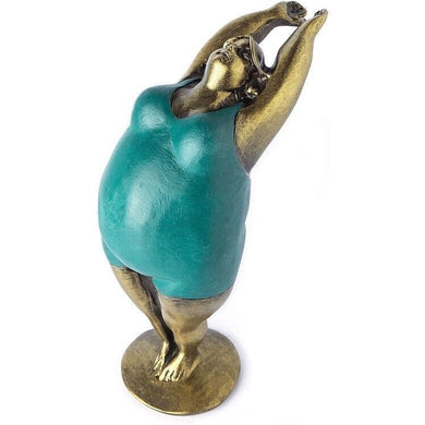 Thai Solid Fat Woman Yoga Standing Deep Breathing Sculpture Statue Home Decor