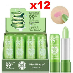 Lipstick Aloe Vera 99% Soothing Gel 3.5g Skin Care Moisturizers makeup (12pcs)