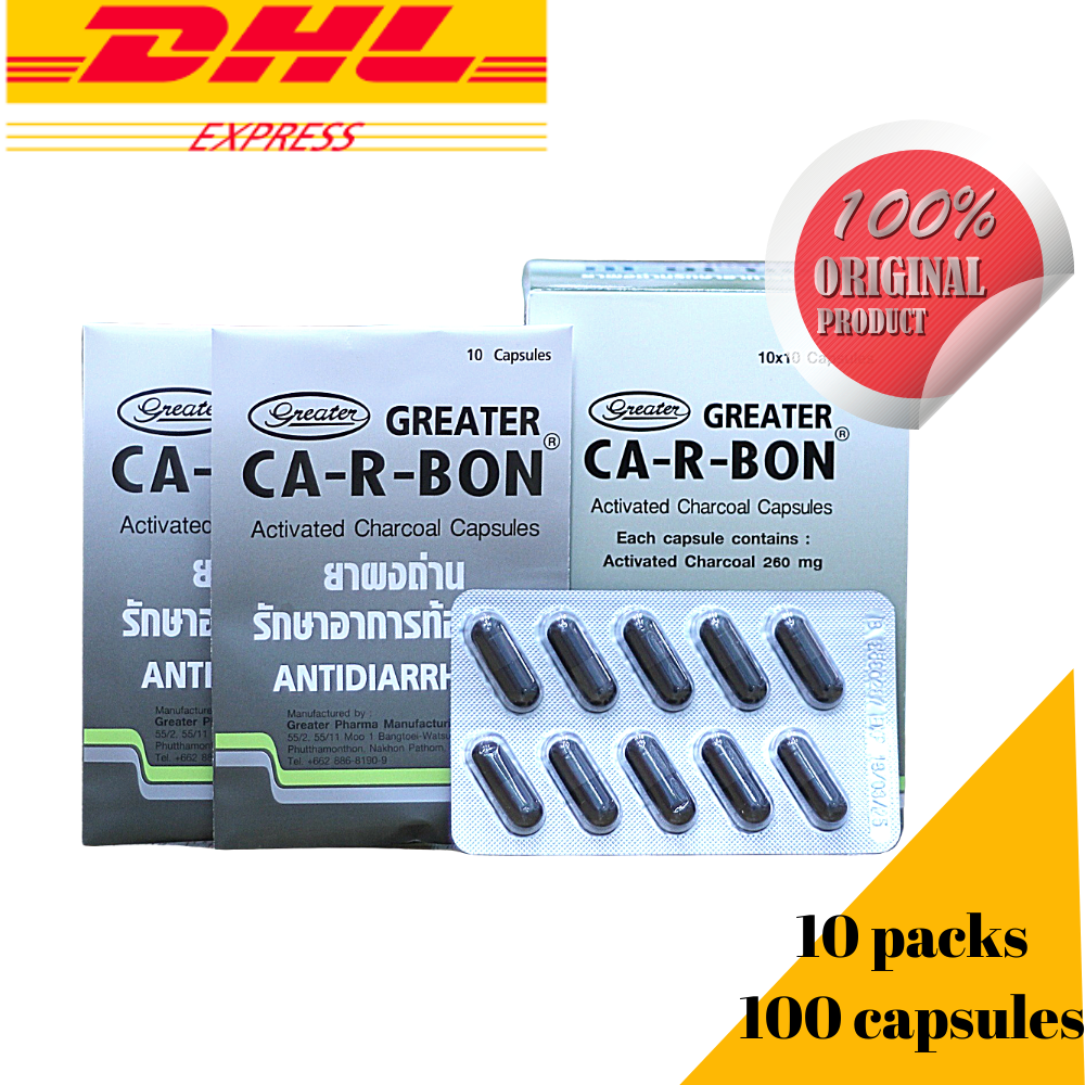 10X Charcoal Capsules CA-R-BON Pills Antiflatulent Antidiarrheal Digestive