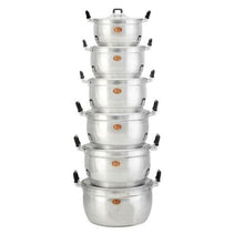 Load image into Gallery viewer, x6 Cooking Pot Aluminium Casserole Set Stock Pots Oven Pan Lid Utensils Tools