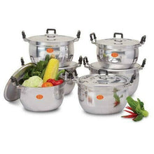 Load image into Gallery viewer, x6 Cooking Pot Aluminium Casserole Set Stock Pots Oven Pan Lid Utensils Tools